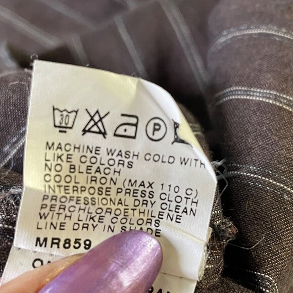 Marina Rinaldi Brown Striped Linen Cotton Button-Up Maxi Dress Made In Italy u - Picture 6 of 12